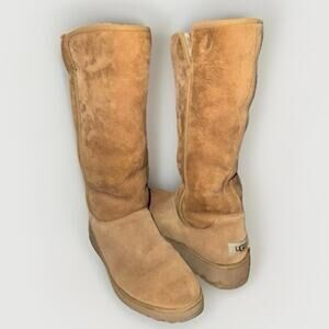Ugg Kara classic tall sim chestnut water resistant wedge boot women size 7